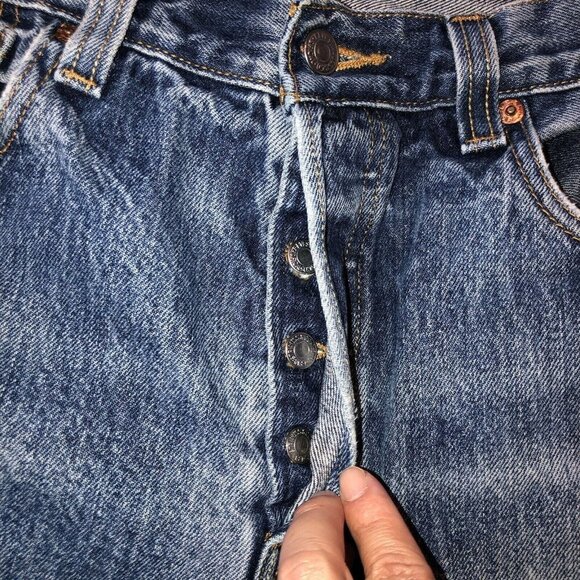 Vintage LEVIS 501 Straight Leg Button Fly Med Stonewash Denim Jeans Sz 34 - Picture 12 of 13